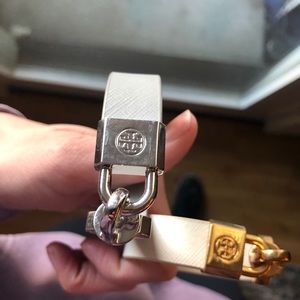 Tory Burch blue and silver leather braclet